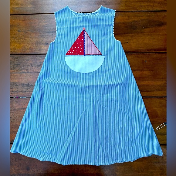 4th of July summer sundress by Mary James Size 6 sailboat Red / White / Blue - Picture 1 of 5